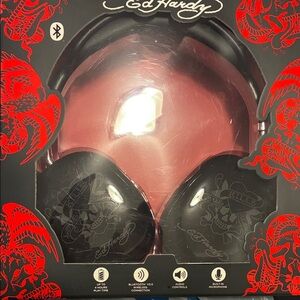 Ed Hardy Black and Red Wireless Headphones